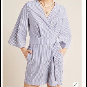 NWT Anthropologie AMADI Meghan Seersucker Romper